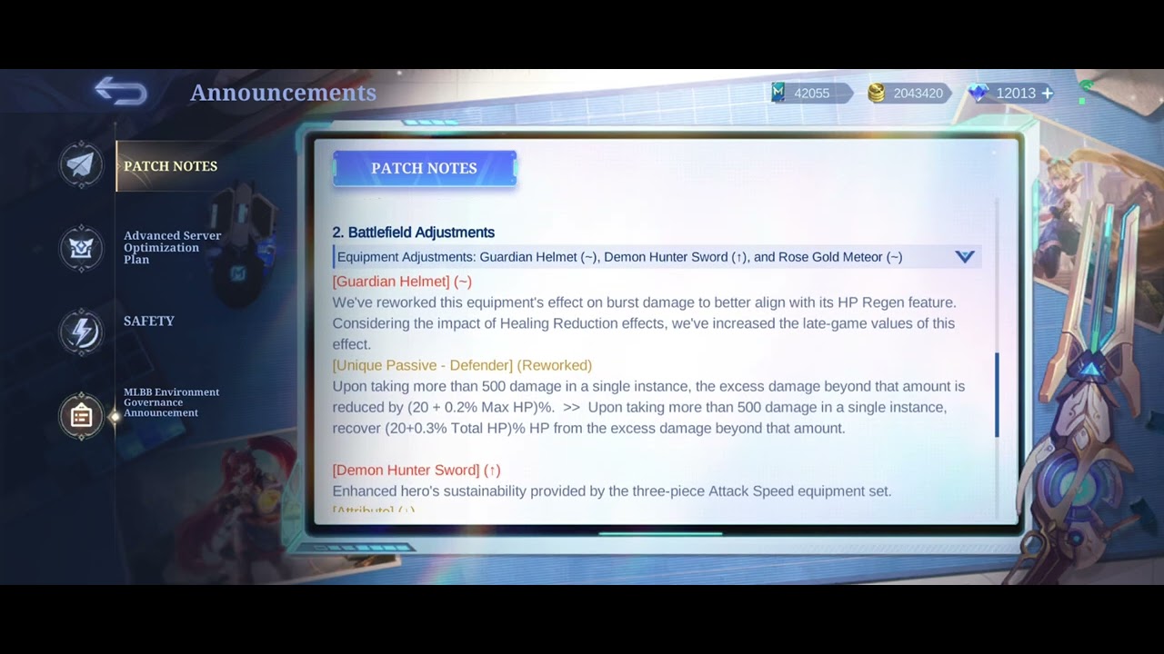 Item Rework (Rose Gold DHS GH), Sora Harley Buff, Gloo Nerf - Patch Notes 2.1.30 Advance Server MLBB