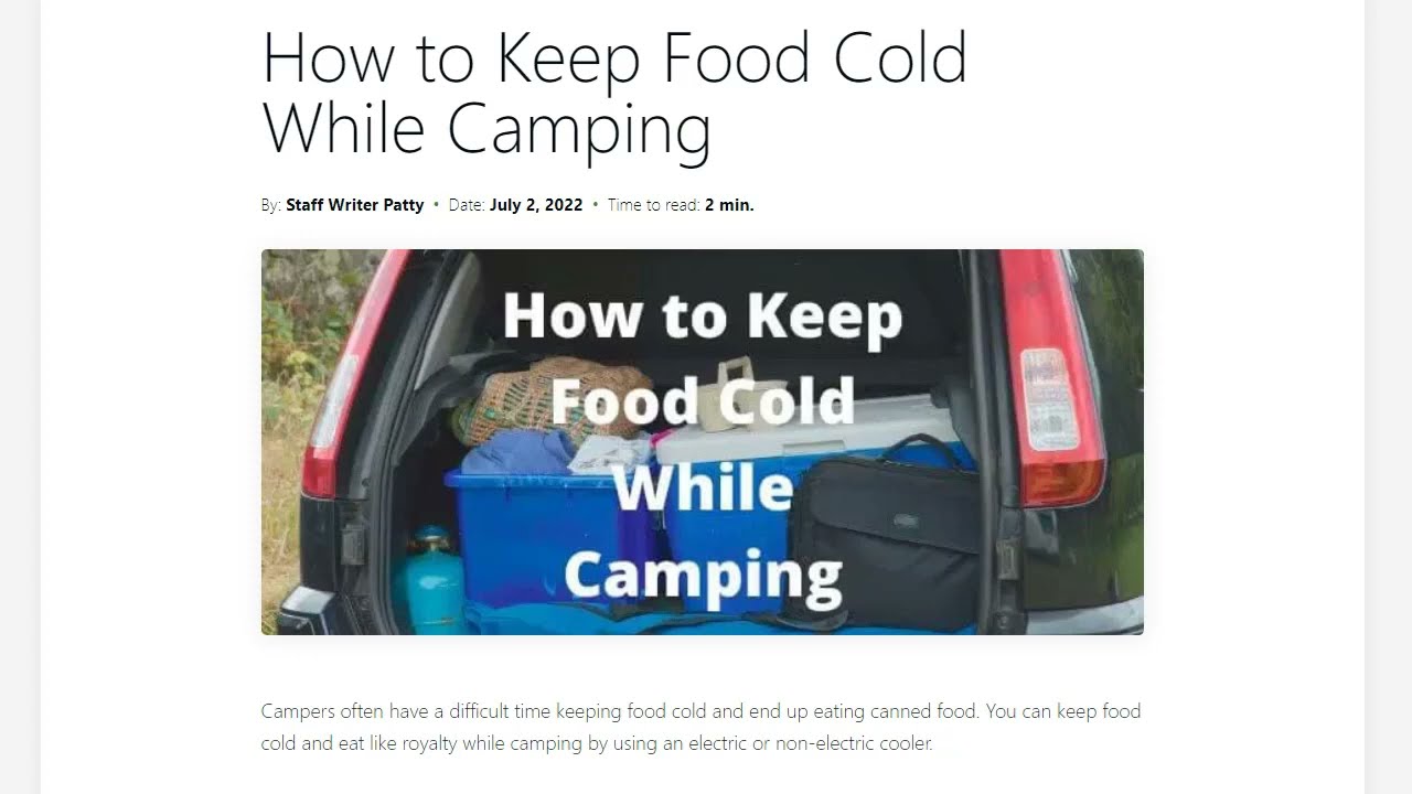 How to Keep Food Cold While Camping