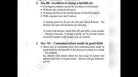 General Exceptions IPC Part - 1 (Sec.84-86, Sec.80 R/w Sec.93 & Sec.95)