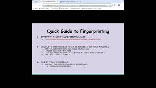 School of Education: Fingerprinting Quick Guide