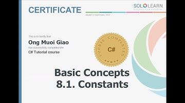 Sololearn C# Basic Comcepts 8.1. Constants