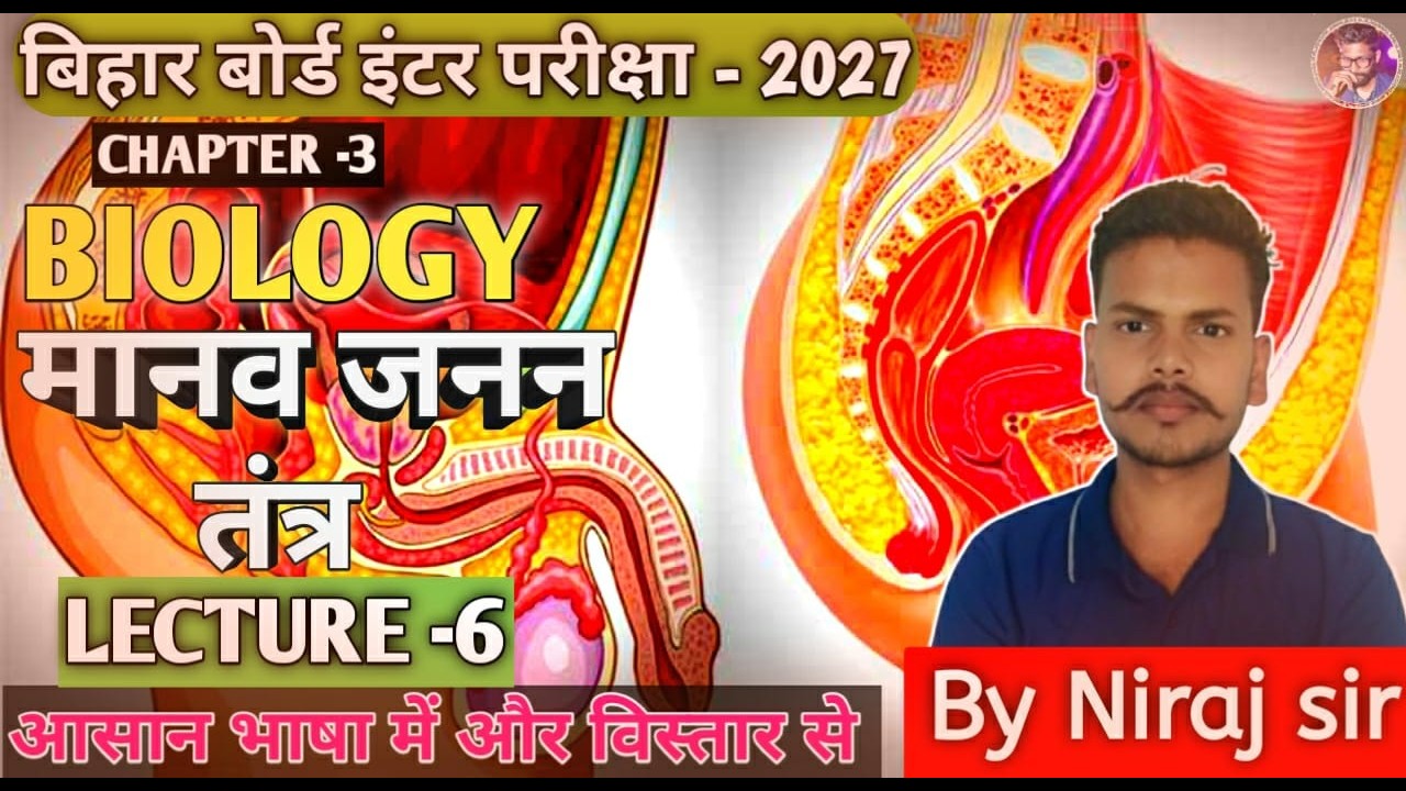 मानव जनन तंत्र (Human Reproduction System) Lec-6 Class-12th by Niraj Sir Bihar Board 2027