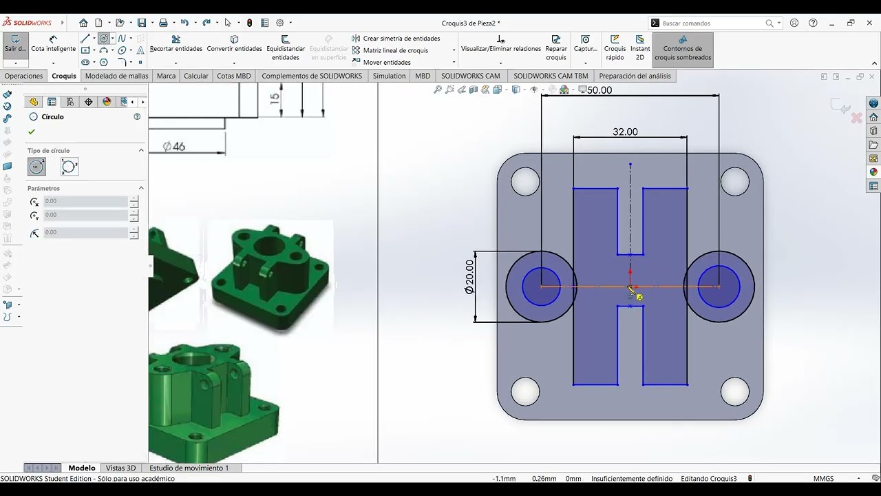 SolidWorks: Base Extruir y Operacion de Corte | ejercicio práctico