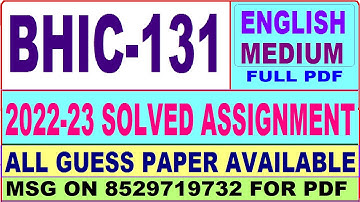bhic 131 solved assignment 2022-23 in English / bhic 131 solved assignment / ignou bag bhic 131