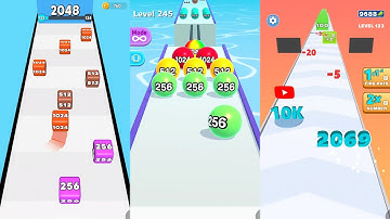 2048 Cube Run vs Ball Run 2048 vs Number Dash 3 in one Gameplay Run & Merge