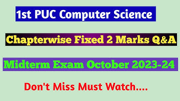 1st PU Computer Science 2 Marks Fixed Question#1stpuc#midtermexam#2marks#exam#pdf