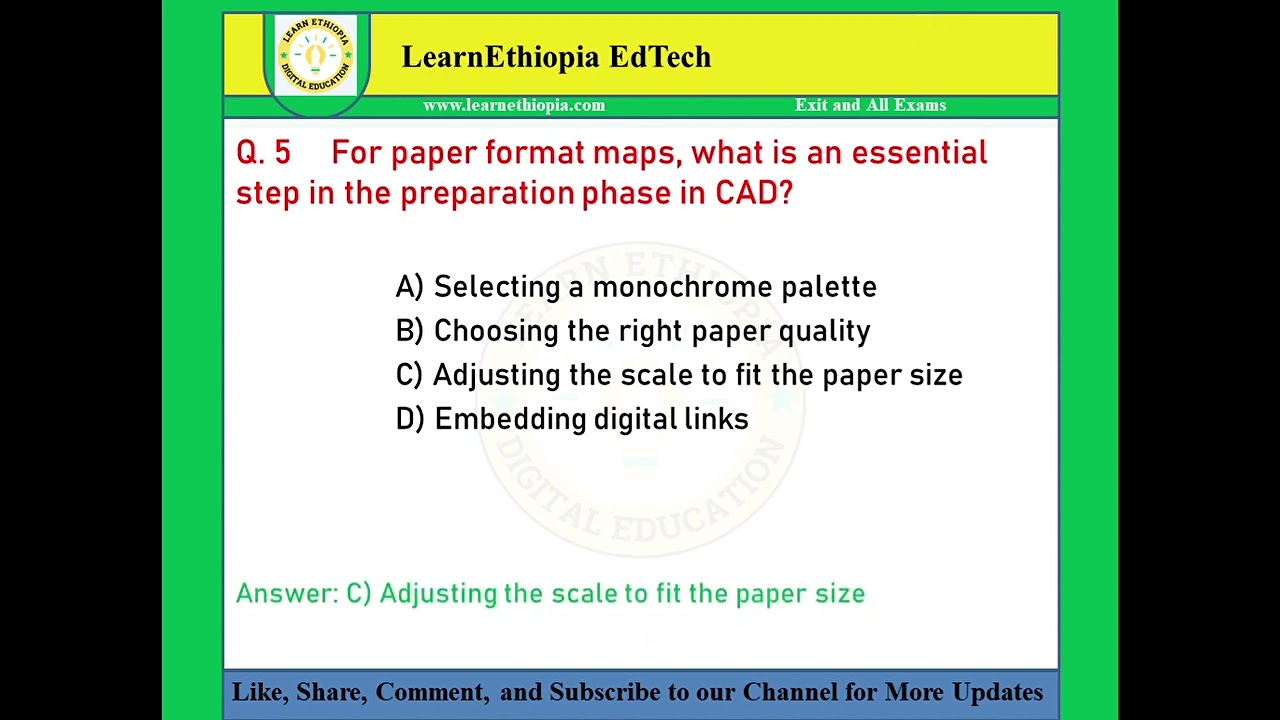 Computer-Aided Design CAD | Model Exit Exam Questions for Urban Land Administration Exit Exam