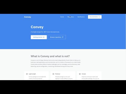 Convey - a simple recipe for .NET Core microservices.