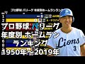 【プロ野球】パリーグ年度別ホームランランキング【1950年~2019年】