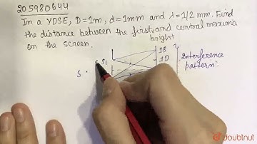 In a YDSE, D = 1m, d = 1mm and lambda = 1//2 mmFind a distance between the first and central max...