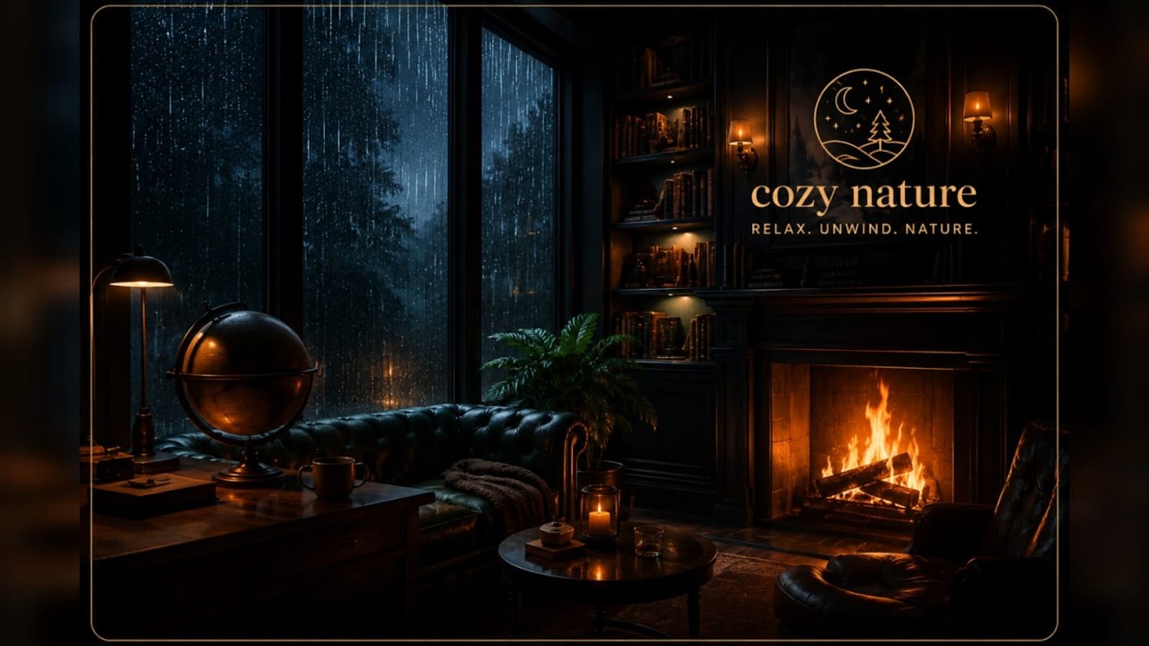 Fireplace and Rain Ambience 🌧️ Relaxing Sounds for Sleep, Study ...