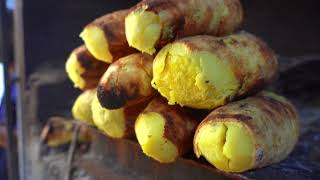 JAMAICAN FOOD : Roast Yam from Melrose Hill in Manchester Jamaica .