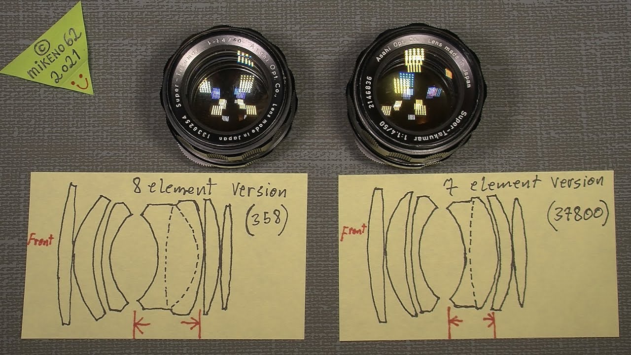Super Takumar 1:1.4/50 Optical difference between the 8 element