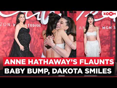 Anne Hathaway’s Baby Bump Grabs Attention As Dakota Johnson Praises Taylor Swift