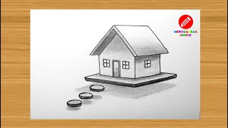 Menggambar Rumah 3D Sederhana Yang Mudah - Menggambar Simple