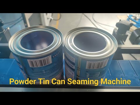 #Fully automatic protein #powder tin #canister closing machine, auto #servo #bottom tin lid #sealer
