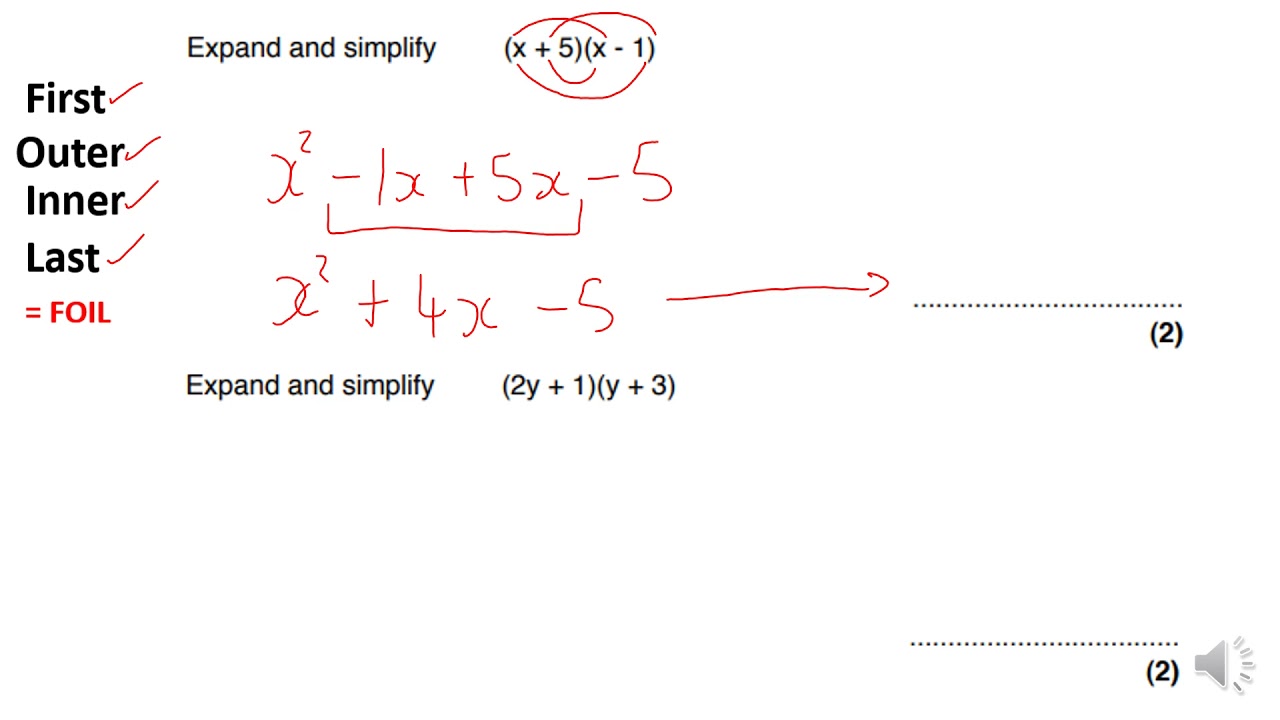 Maths homework expanding double brackets youtube