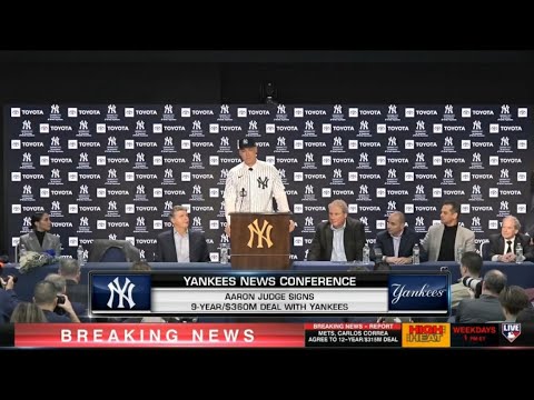 Video: Ņujorkas Yankees zvaigzne Aaron tiesnesis nav steigā parakstīt jebkuru apstiprinājumu piedāvājumus