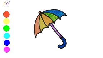 How to draw an Umbrella Drawing easy | Umbrella Drawing with Rain 🌧️ step by step | Simple Drawing
