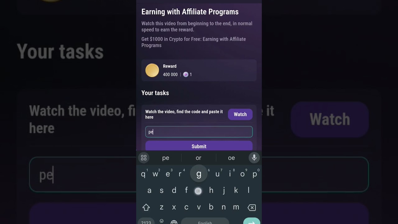 Earning with Affiliate Programs tapswap code today 