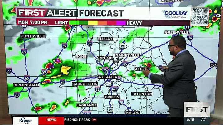 90s with pop-up storms in north Georgia today