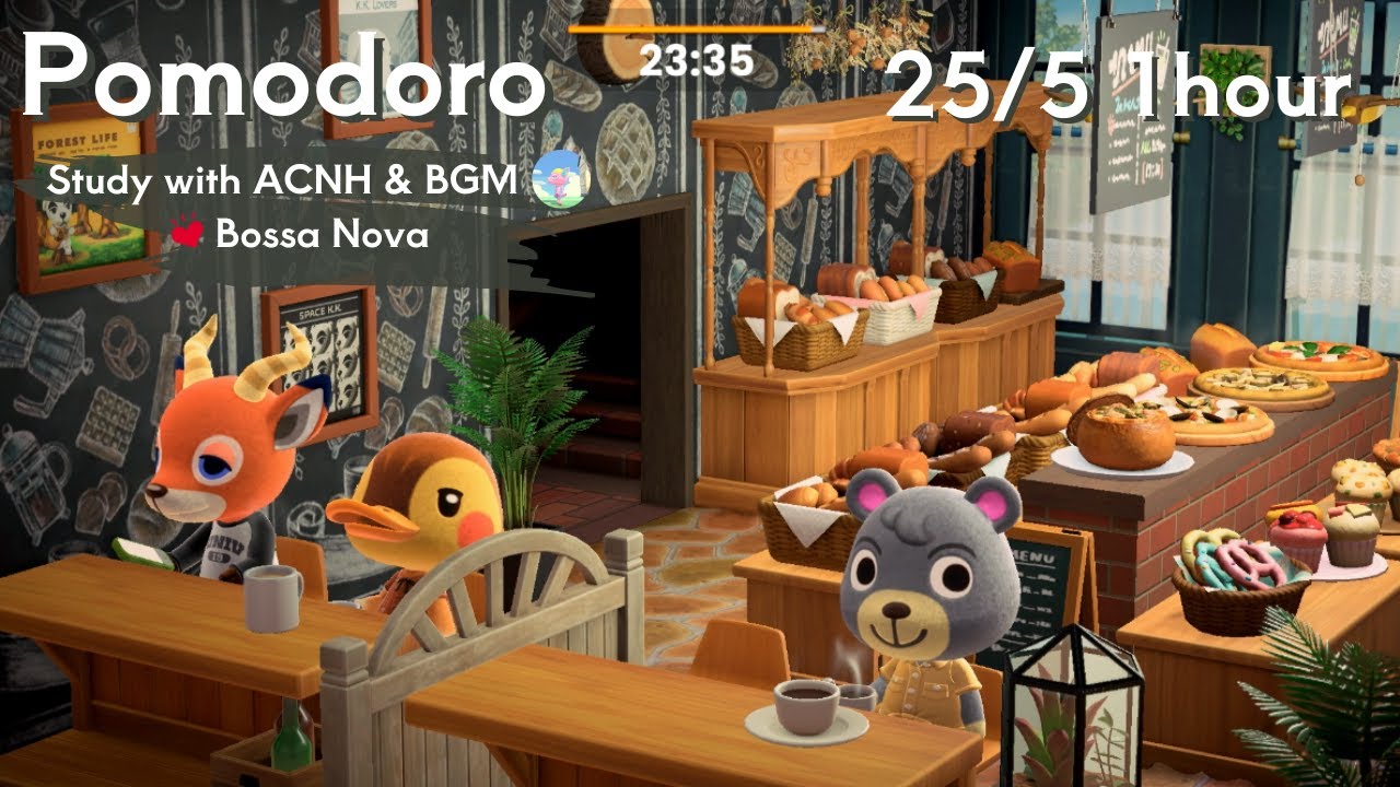 Pomodoro with あつ森 | 25/5  1時間🌳Bossa Nova🎧 街のパン屋さん🍂作業用BGM