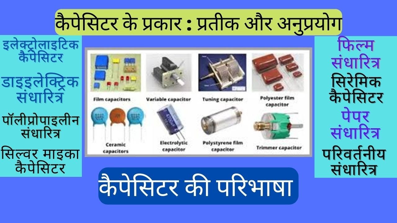 Capacitors विभिन्न प्रकार के कैपेसिटर प्रतीक और उनके अनुप्रयोग (HINDI