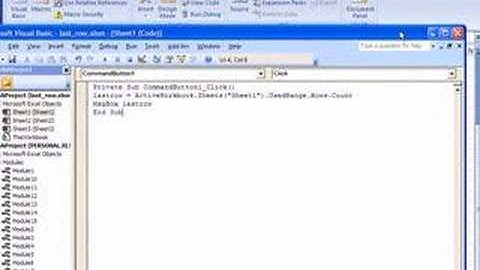 VBA excel find last row.