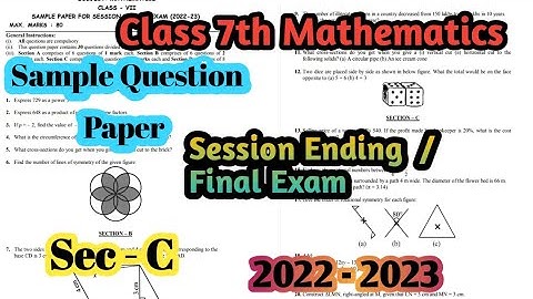 Class 7 Annual Examination Maths Question Paper with Answers 2022-23 Sec - C@kvteachersguild