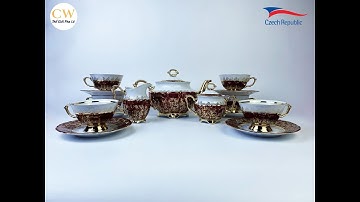 Bộ Bình Uống Trà Cao Cấp Sang Trọng MT CS LC111 (Gốm Sứ Tiệp Khắc) Hand Made