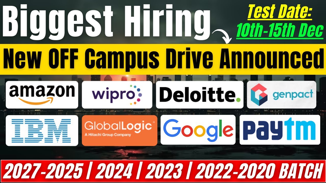 🔥Finally Direct Test Hiring | New OFF Campus Drive For 2027 | 2026 ...