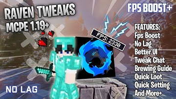 Raven Tweaks | MCPE 1.19+ (Fps Boost, Better UI, Quick Loot, Brewing Guide, More+)