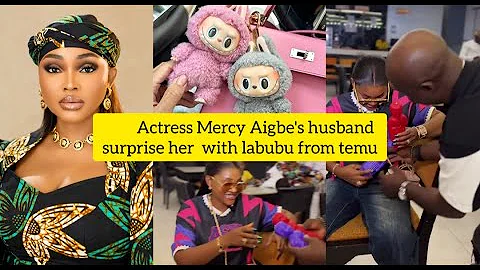 Beautiful moment Actress Mercy Aigbe's husband Kazim Adeoti surprise her with twin labulabu