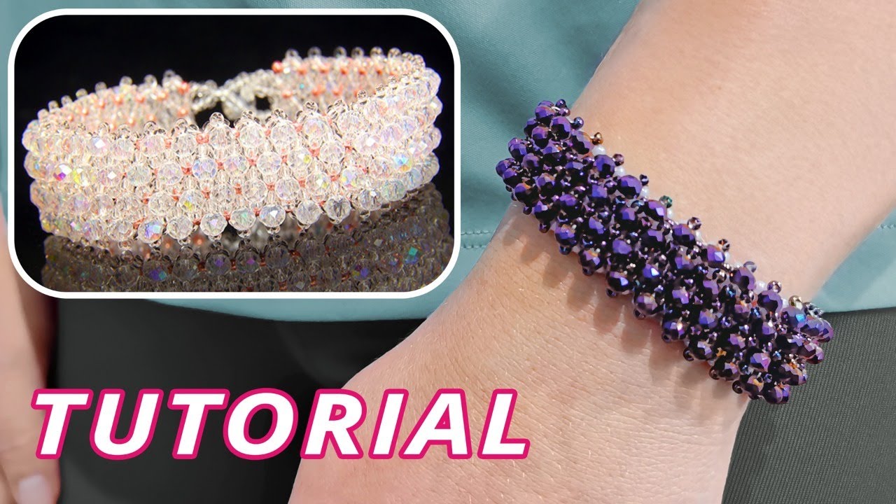 beginner beading tutorial. jewelry making with beads. crystal beads  bracelet 