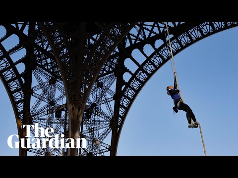 French athlete sets world record for rope climbing at Eiffel Tower