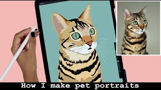 How to make a digital pet portrait from a photo | Cartoon your photos | Procreate tutorial