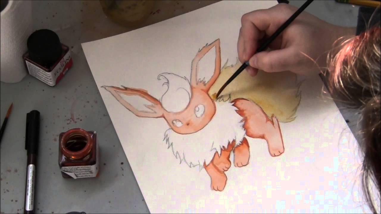 Pokemon Flareon Watercolor Speedpaint Youtube