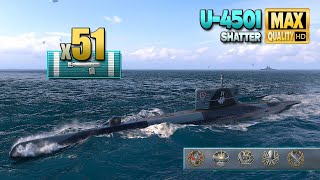 Submarine U-4501: 51 torpedo hits in a thriller on map Shatter. by WORLD OF WARSHIPS BEST REPLAYS 23,862 views 3 months ago 17 minutes