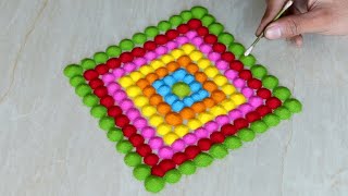 Simple rangoli for festivals - Satisfying sand art video - Rangoli designs with colours