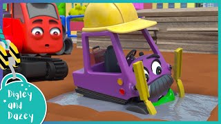 Sticky Slime Cement Mess  | Digley and Dazey | Kids Construction Truck Cartoons