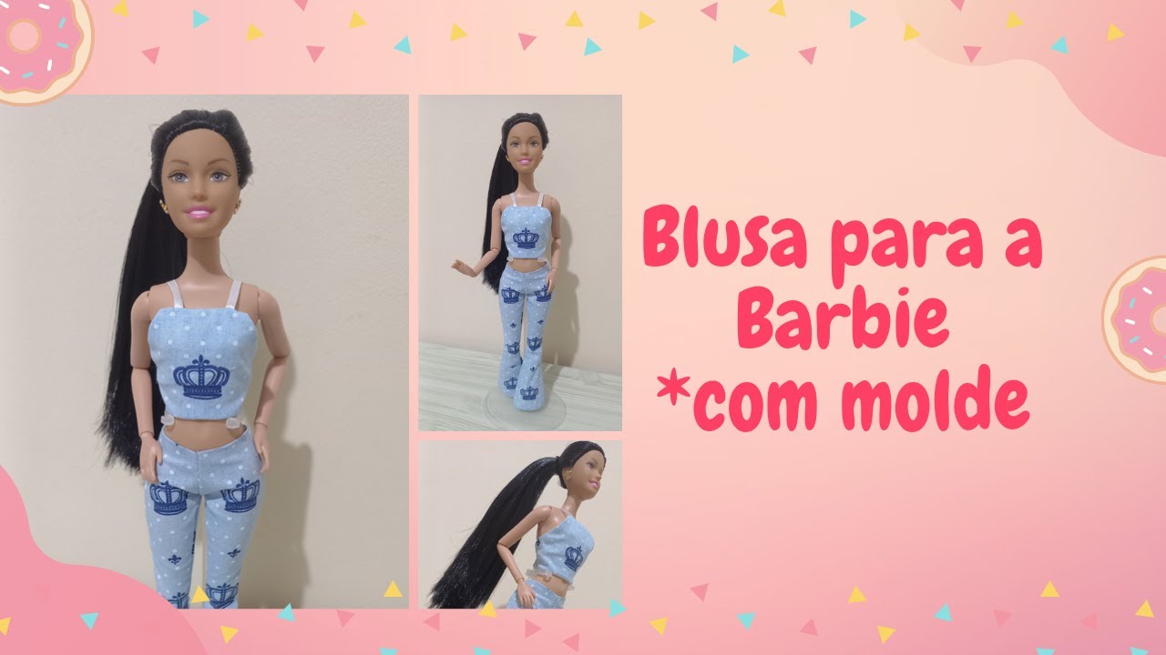 Como fazer blusa para a Barbie *com molde #barbie #barbiegirl #dolls #roupinhas