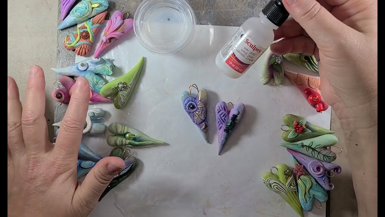 Adding satin glaze to finish a polymer clay pendant