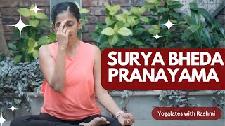 How to do Surya Bheda Pranayama | Energizing Breathing Exercise  | Yogalates with Rashmi