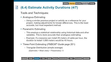 PMP Planning - Section 6.4 - Estimate Activity Duration