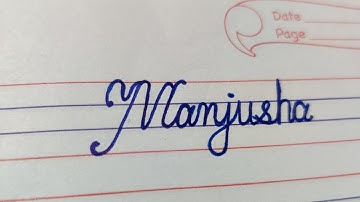 Manjusha beautiful name write in cursive writing | cursive writing | cursive writing kaise likhe |
