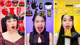 COLOR FOOD ASMR MUKBANG🔥 [RED🌶️ • BLACK🖤️ • YELLOW🧀]