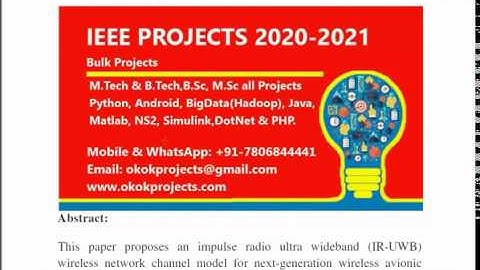 Ultra wideband network channel models for next generation wireless avionic system
