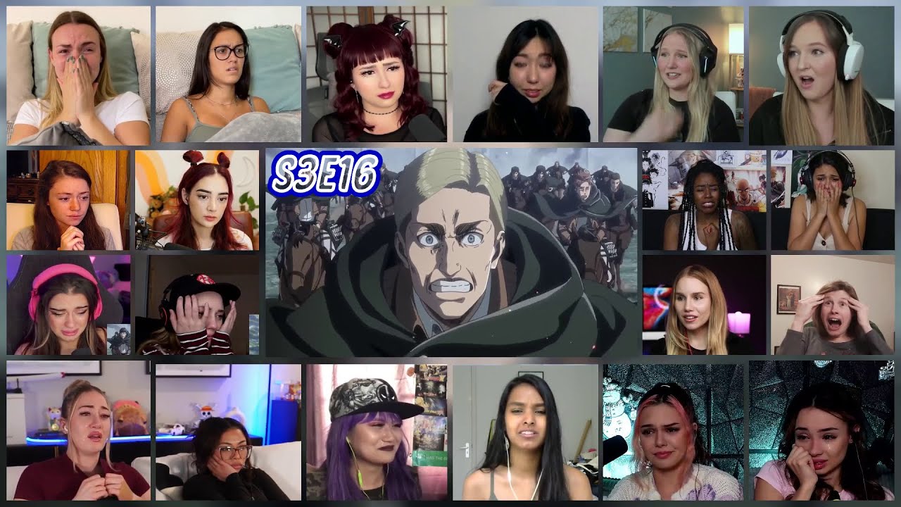 Attack on Titan Season 3 Episode 16 Girls Reaction Mashup |  進撃の巨人