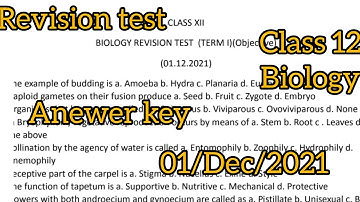 12 biology revision test 1 Dec2021/answer key #pseb #term1 #revisiontest