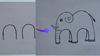 How to draw elephant from u. #elephant #viralvideo #elephantvideo /elephant drawing for beginners